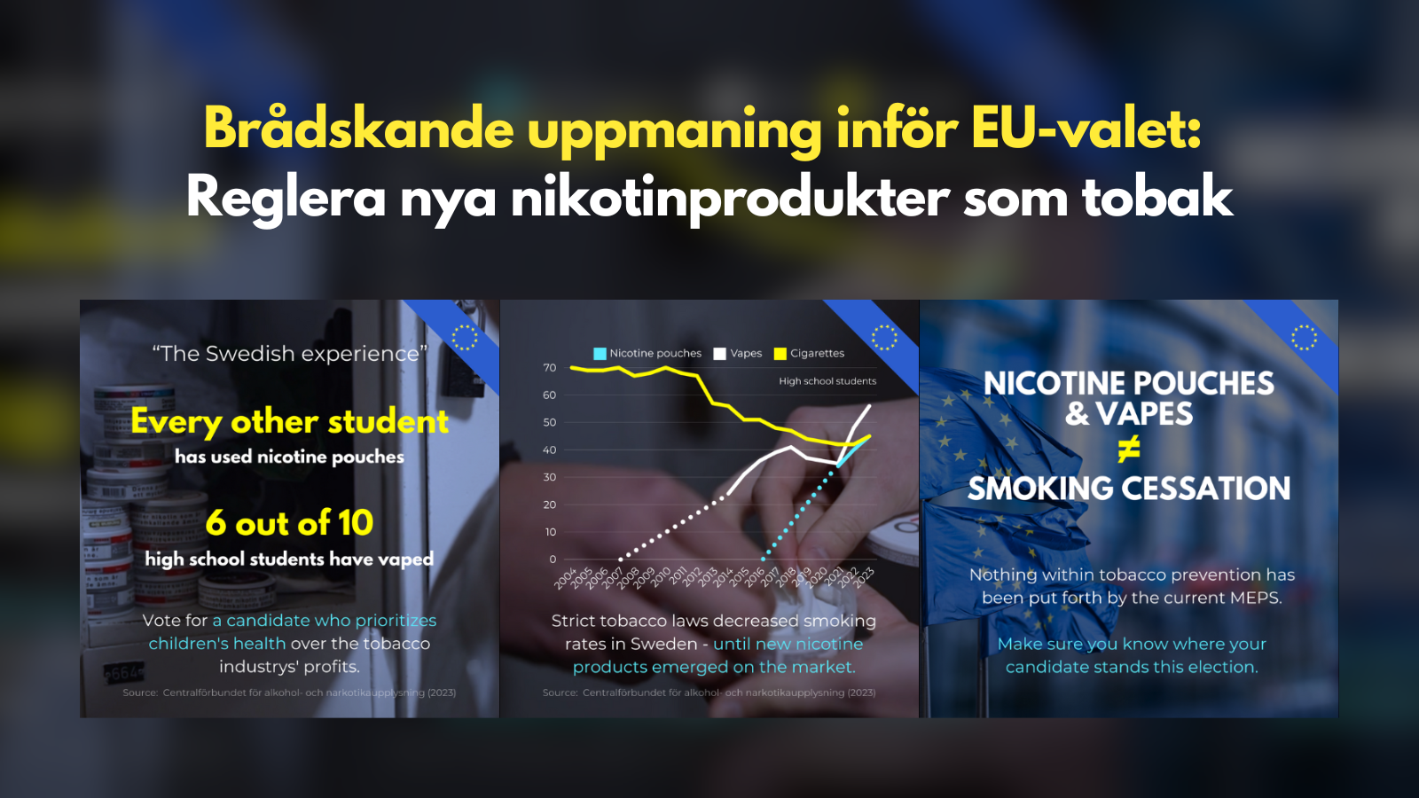 Brådskande uppmaning inför EU-valet: Reglera nya nikotinprodukter som tobak