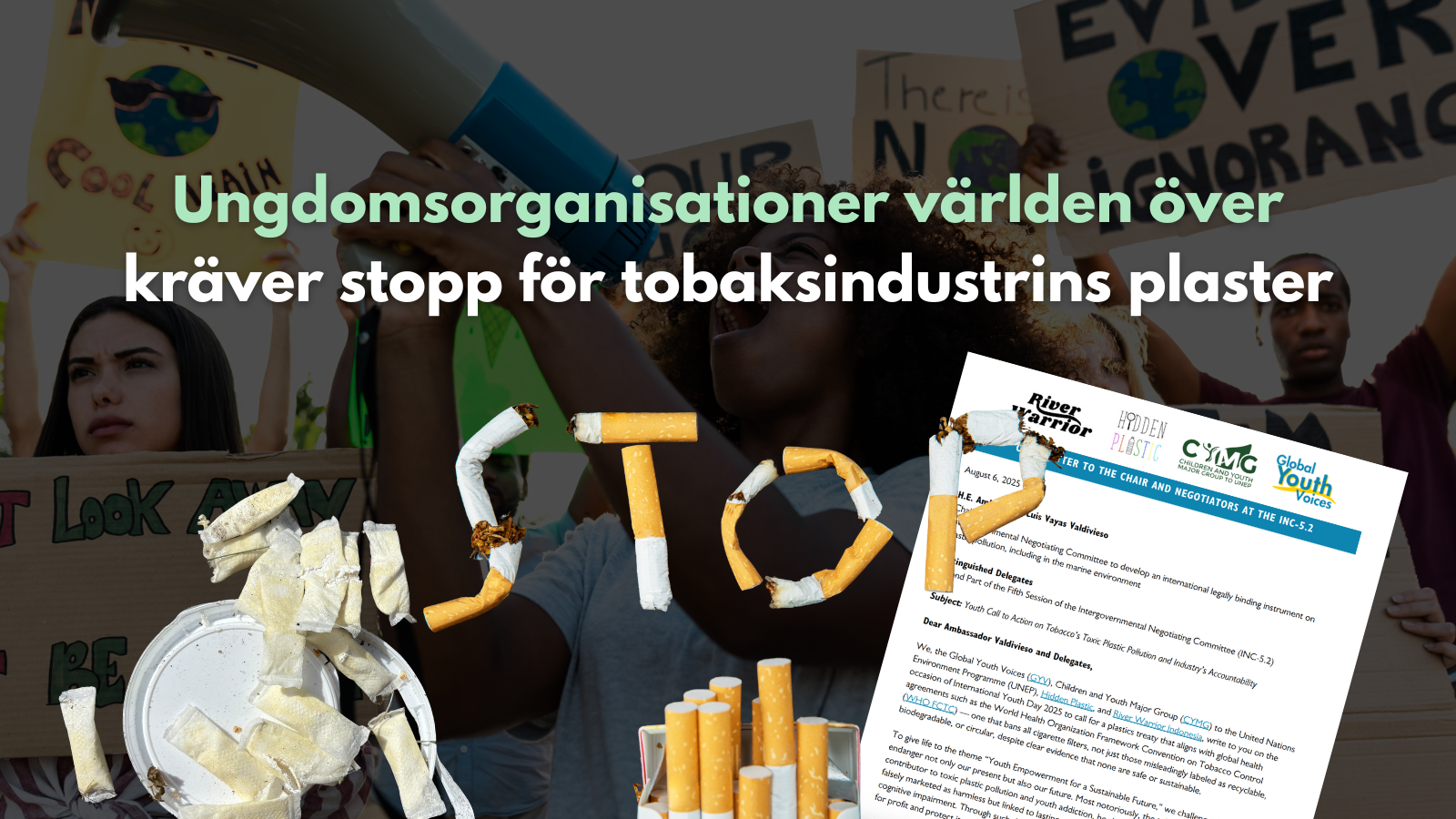 Ungdomsorganisationer världen över kräver stopp för tobaksindustrins plaster