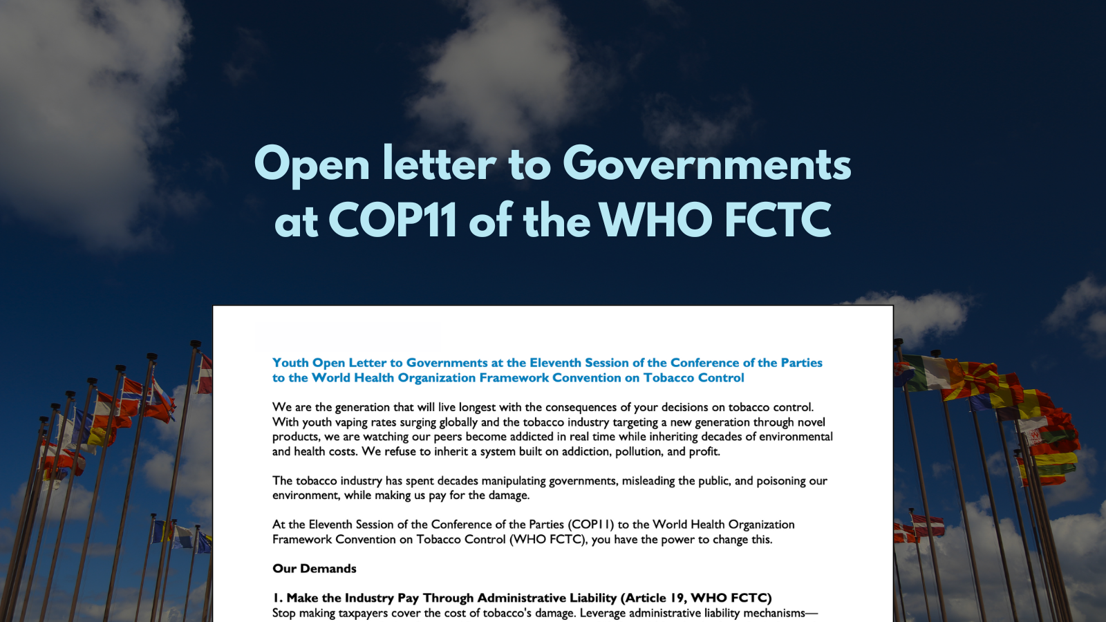 Open letter to Governments at COP11 of the WHO FCTC